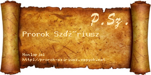 Prorok Szíriusz névjegykártya